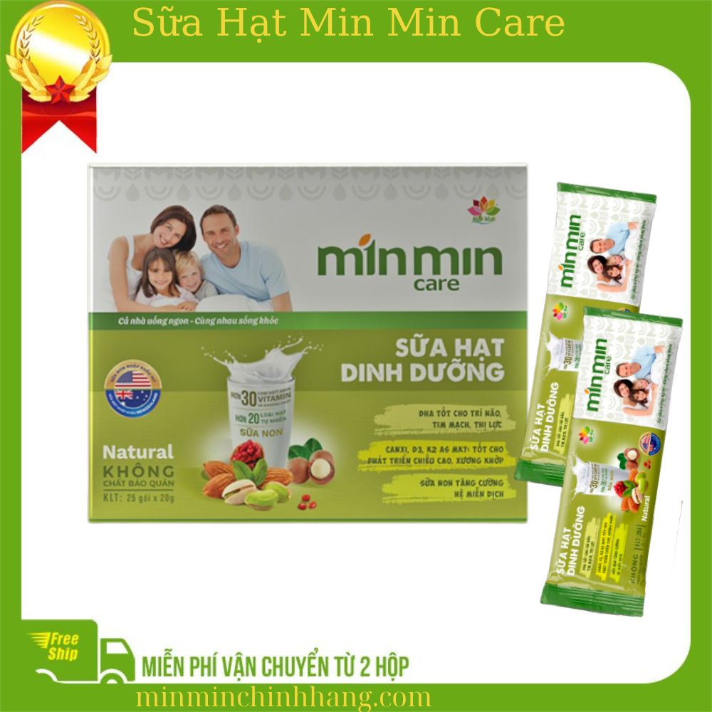 (1hộp 25 gói) Sữa Hạt Dinh Dưỡng Min Min Care